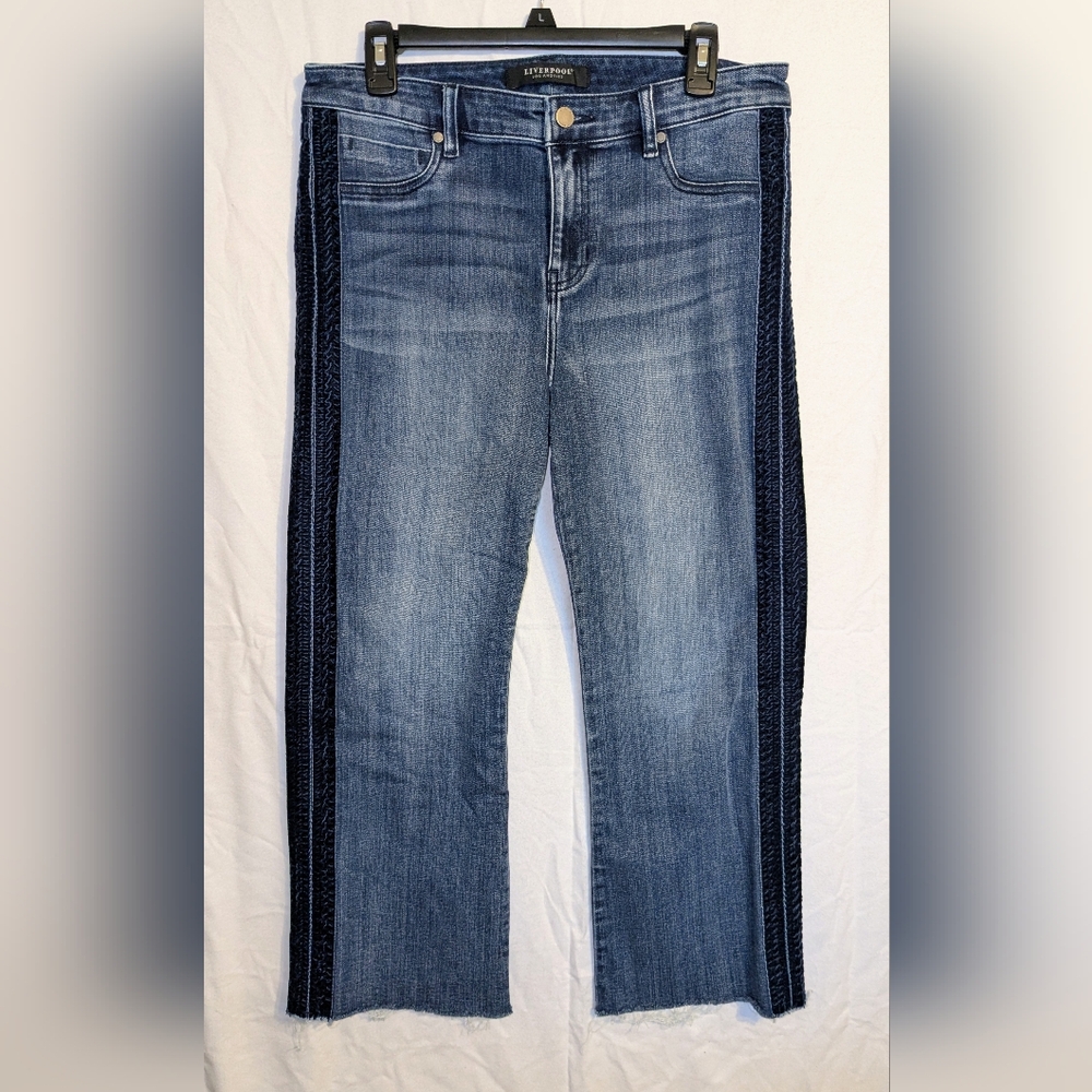 Liverpool Women's Ankle Jeans with Dark Blue Panels